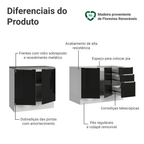Armário de Cozinha Compacta 200 x 60 cm Branco/Preto Lux Madesa 06