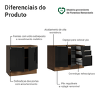 Armário de Cozinha Compacta 200 cm Rustic/Preto Lux Madesa 06