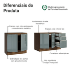 Armário de Cozinha Compacta 200 cm Rustic/Cinza Lux Madesa 06