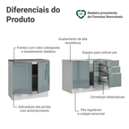 Armário de Cozinha Compacta 200 x 60 cm Branco/Cinza Lux Madesa 06