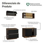 Armário de Cozinha Compacta 200 cm Rustic/Preto Lux Madesa 07