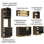 Armário de Cozinha Completa 240cm Rustic/Preto Lux Madesa 02