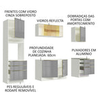 Armário de Cozinha Completa 240 x 60 cm Branco/Cinza Lux Madesa 02