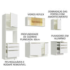 Armário de Cozinha Completa 240 x 60 cm Branco Branco Veludo Lux Madesa 02