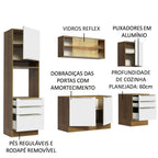 Armário de Cozinha Completa 240cm Rustic Branco Veludo Lux Madesa 02