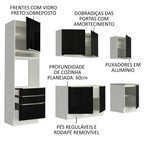 Armário de Cozinha Completa 240 x 60 cm Branco/Preto Lux Madesa 03
