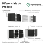 Armário de Cozinha Completa 240 x 60 cm Branco/Preto Lux Madesa 05
