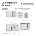 Armário de Cozinha Completa 240 x 60 cm Branco Veludo Lux Madesa 05