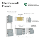 Armário de Cozinha Completa 240cm Branco/Cinza Lux Madesa 08