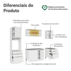 Armário de Cozinha Completa 240 x 60 cm Branco Veludo Lux Madesa 08