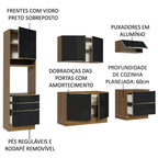 Armário de Cozinha Completa 260cm Rustic/Preto Lux Madesa 01