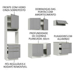Armário de Cozinha Completa 260cm Branco/Cinza Lux Madesa 01