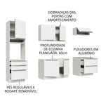 Armário de Cozinha Completa 260cm Branco Branco Veludo Lux Madesa 01