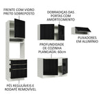 Armário de Cozinha Completa 260cm Branco/Preto Lux Madesa 03