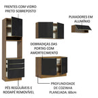 Armário de Cozinha Completa 260 x 60 cm Rustic/Preto Lux Madesa 03