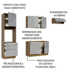 Armário de Cozinha Completa 260cm Rustic/Cinza Lux Madesa 03
