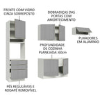 Armário de Cozinha Completa 260cm Branco/Cinza Lux Madesa 03