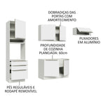 Armário de Cozinha Completa 260 x 60 cm Branco Branco Veludo Lux Madesa 03