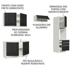 Armário de Cozinha Completa 260 x 60 cm Branco/Preto Lux Madesa 05