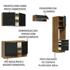 Armário de Cozinha Completa 260 x 60 cm Rustic/Preto Lux Madesa 05