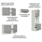 Armário de Cozinha Completa 260 x 60 cm Branco/Cinza Lux Madesa 05