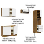 Armário de Cozinha Completa 260 x 60 cm Rustic Branco Veludo Lux Madesa 05
