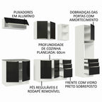 Armário de Cozinha Completa 260 x 60 cm Branco/Preto Lux Madesa 08