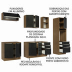 Armário de Cozinha Completa 260cm Rustic/Preto Lux Madesa 08