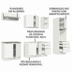 Armário de Cozinha Completa 260 x 60 cm Branco Veludo Lux Madesa 08