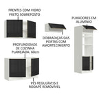 Armário de Cozinha Completa 270 x 60 cm Branco Preto Lux Madesa 01