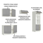 Armário de Cozinha Completa 270 x 60 cm Branco Cinza Lux Madesa 01