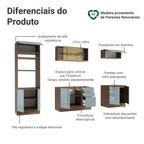 Armário de Cozinha Completa 270 x 60 cm Rustic/Cinza Lux Madesa 06