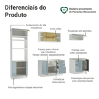 Armário de Cozinha Completa 270 x 60 cm Branco/Cinza Lux Madesa 06