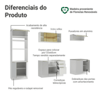 Armário de Cozinha Completa 270 x 60 cm Branco/Branco Veludo Lux Madesa 06