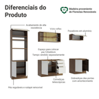 Armário de Cozinha Completa 270 x 60 cm Rustic/Branco Veludo Lux Madesa 06
