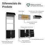 Armário de Cozinha Completa 270 x 60 cm Branco/Preto Lux Madesa 08