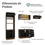 Armário de Cozinha Completa 270 x 60 cm Rustic/Preto Lux Madesa 08