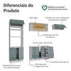 Armário de Cozinha Completa 270 x 60 cm Branco/Cinza Lux Madesa 08