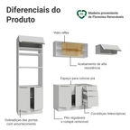 Armário de Cozinha Completa 270 x 60 cm Branco/Branco Veludo Lux Madesa 08