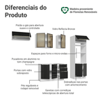 Armário de Cozinha Completa 270 cm Branco/Preto Lux Madesa 08