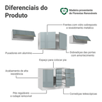 Armário de Cozinha Completa 280 x 60 cm Branco/Cinza Lux Madesa 02