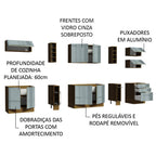 Armário de Cozinha Completa 300 x 60 cm Rustic/Cinza Lux da Sabrina Madesa