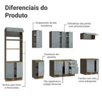 Armário de Cozinha Completa 310 x 60 cm Rustic/Cinza Lux Madesa 02