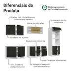 Armário de Cozinha Completa 310 cm Branco/Preto Lux Madesa 03