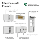 Armário de Cozinha Completa 310 x 60 cm Branco/Branco Veludo Lux Madesa 04