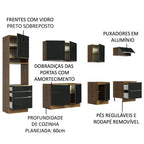 Armário de Cozinha Planejada 320 x 60 cm Rustic/Preto Lux Madesa 04