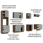 Armário de Cozinha Planejada 320 x 60 cm Rustic/Cinza Lux Madesa 04