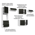 Armário de Cozinha Completa 340cm Branco/Preto Lux Madesa 01