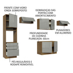 Armário de Cozinha Completa 340cm Rustic/Cinza Lux Madesa 01