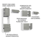 Armário de Cozinha Completa 340cm Branco/Cinza Lux Madesa 01